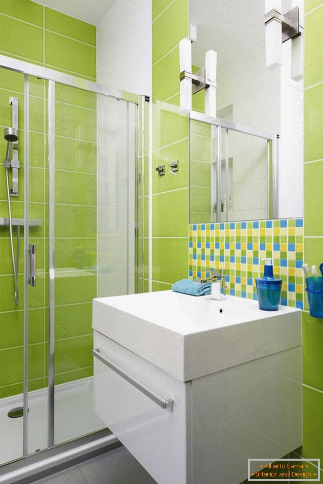 Дизајн купатила у светло зеленој боји