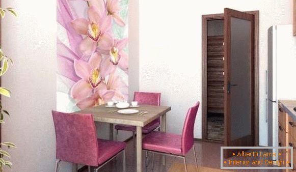 Зидни папир за кухињу - розе цвијеће