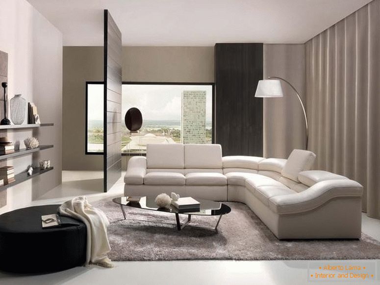 Мекана, удобна софа у високотехнолошком стилу, савршено се уклапа у ентеријер апартмана. 