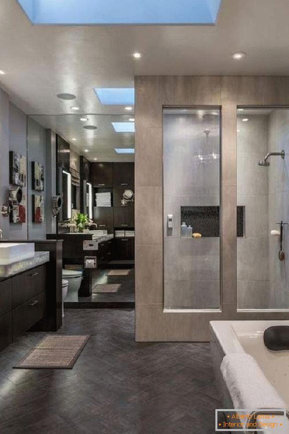 дизајн купатила са великим огледалом, фото 39