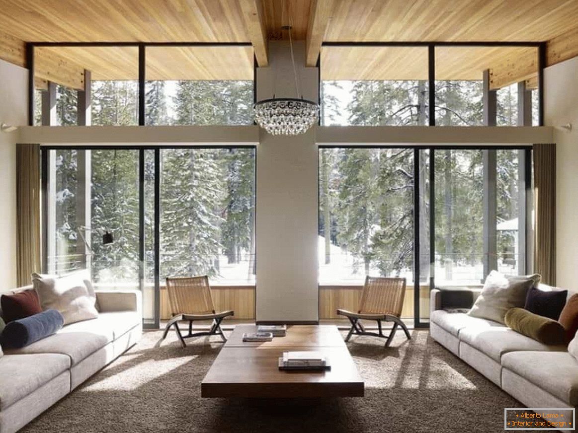 дизајн дневне собе у дрвеној кући