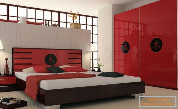 црвени дизајн спаваће собе, слика 11