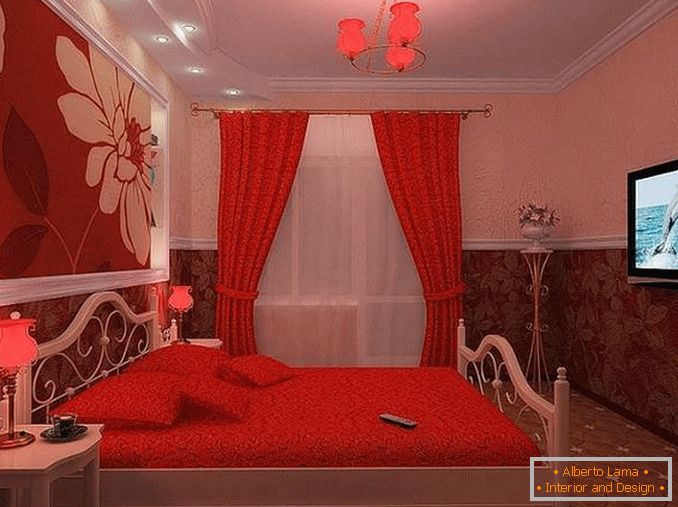 црвени бели дизајн спаваће собе, фото 15