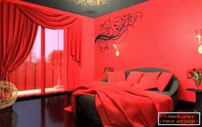 црно-црвени дизајн спаваће собе, фото 19