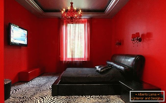 дизајн црне и црвене спаваће собе, фотографија 20