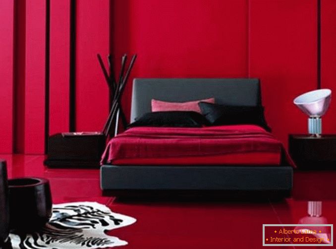 дизајн црне и црвене спаваће собе, фотографија 21