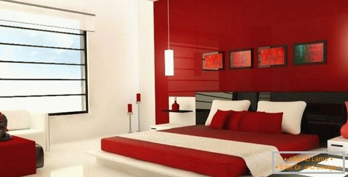 црвени дизајн спаваће собе, фотографија 24