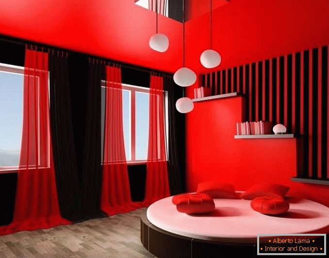 црвени дизајн спаваће собе, фото 26