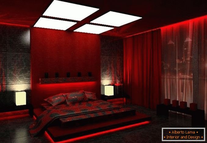 црвени дизајн спаваће собе, фото 27