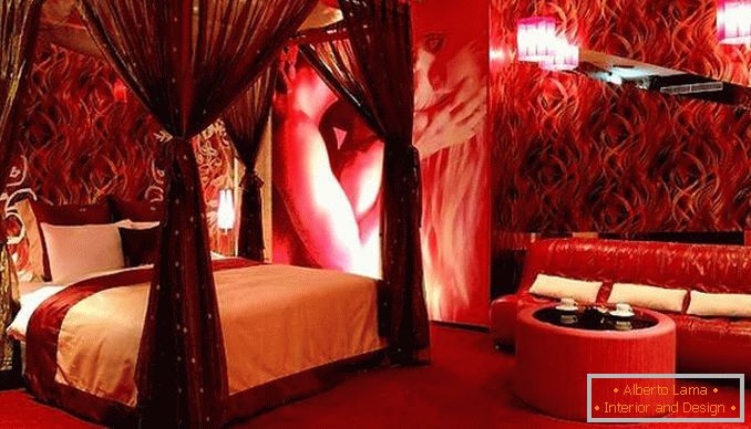 црвени дизајн спаваће собе, фото 29