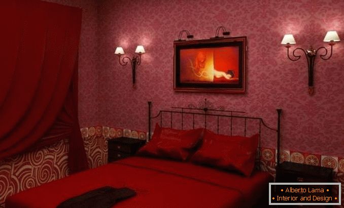 црвени дизајн спаваће собе, фотографија 30
