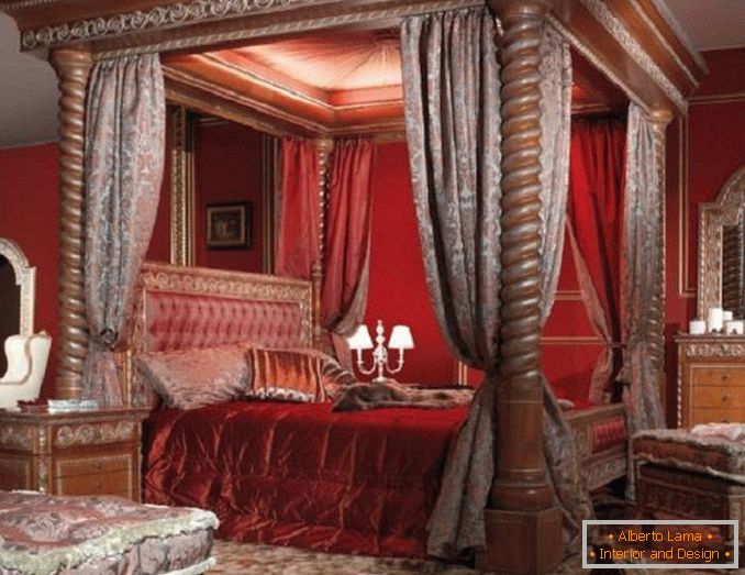 спаваћа соба у дизајну црвене боје, фотографија 5