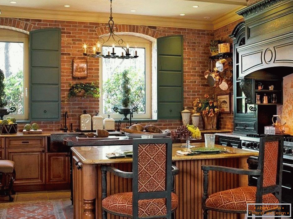 Лагани плафон у кухињи у стилу земље