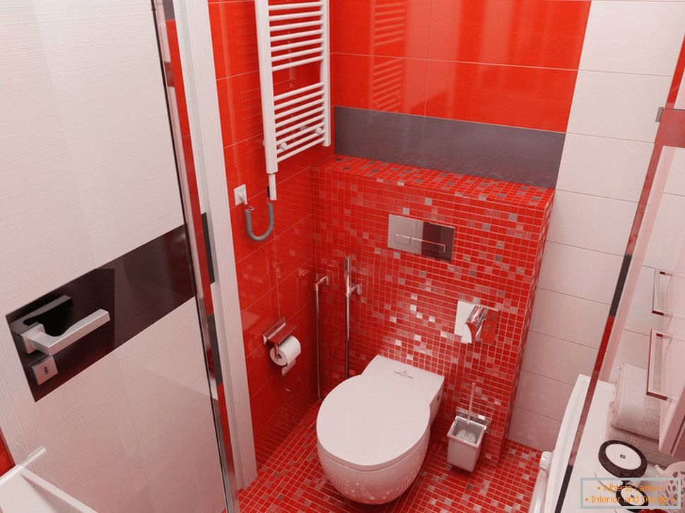 Дизајн купатила са црвеним акцентима
