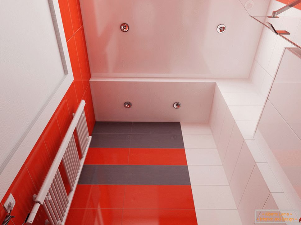 Дизајн купатила са црвеним акцентима - фото 3