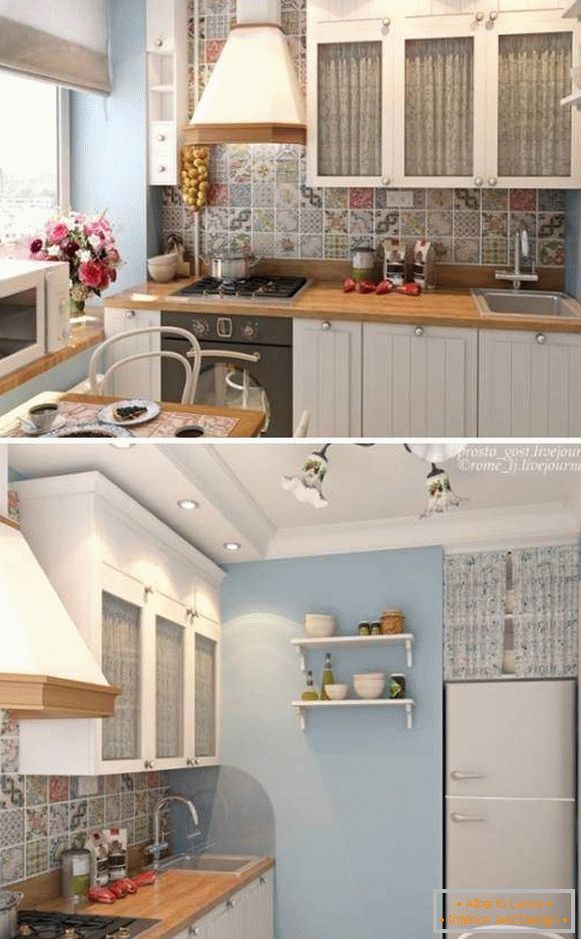 Прованс стил у дизајну мале кухиње 6 квадратних метара фотографије