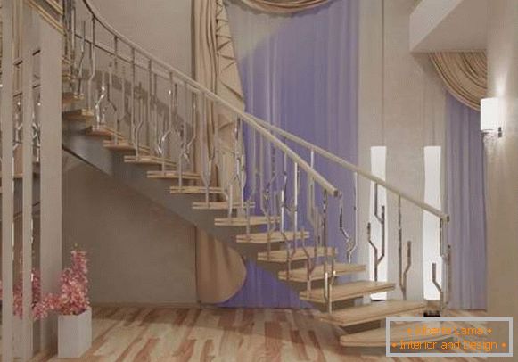 Идеја о дизајну дворане са степеништем у унутрашњости приватне куће