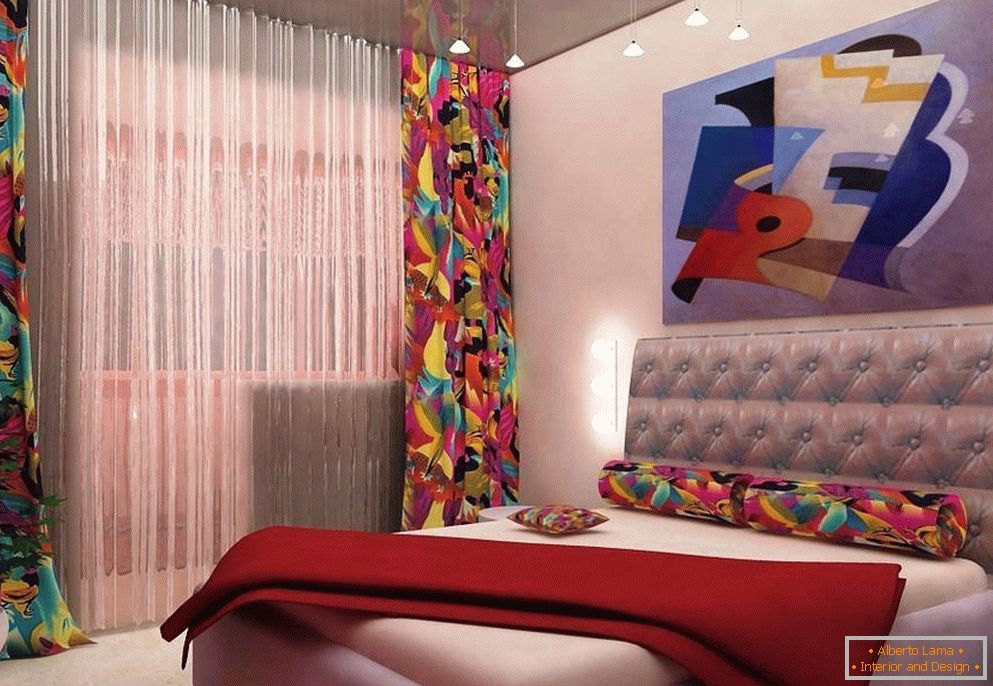 Комбинација текстила и слика у спаваћој соби