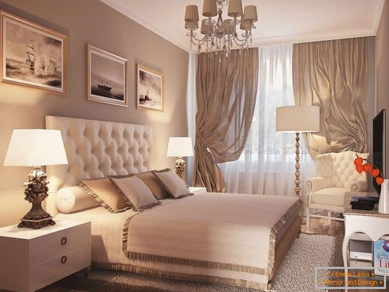 Дизајн класичне спаваће собе од 13 м2.