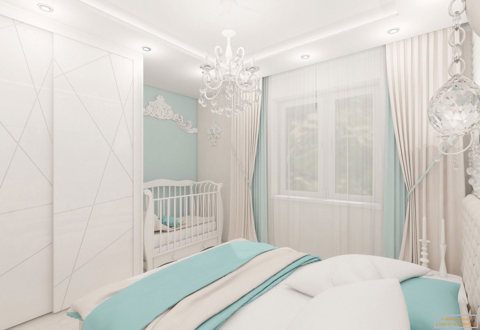 Дизајн спаваће собе у светлим бојама