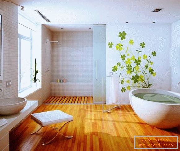 Дизајн купатила са дрвеним подовима