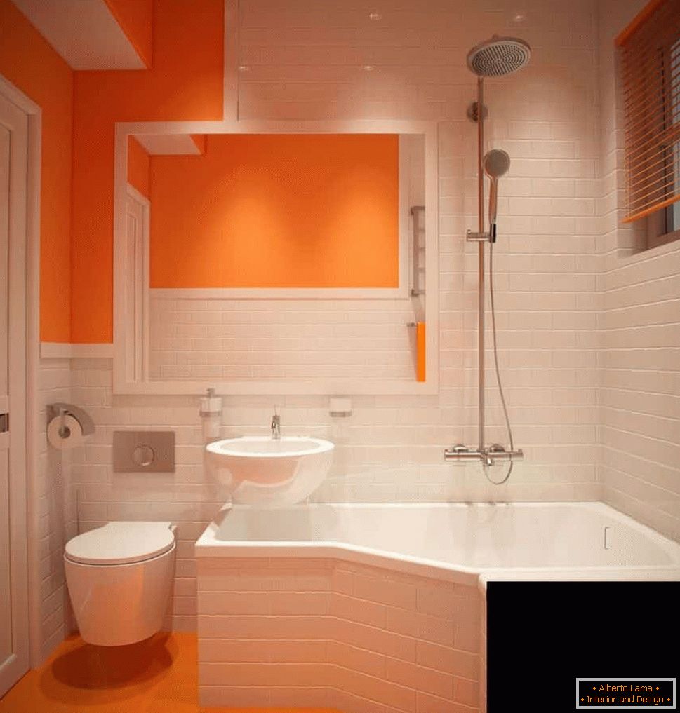 Оранжно бело купатило