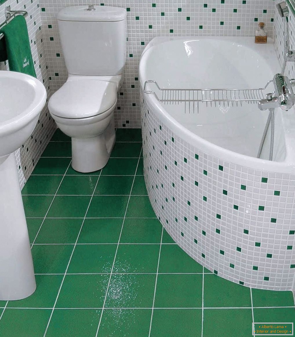 Бијело и зелено купатило