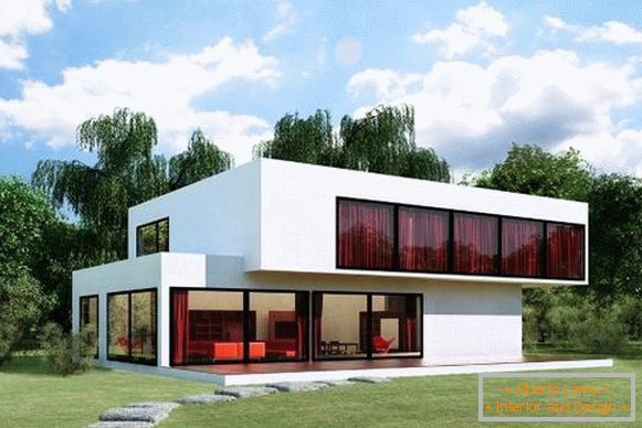 Пројекти кућа у високотехнолошком стилу - фотографија фасаде споља