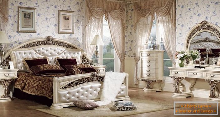 Пројекат дизајна за пространу спаваћу собу у барокном стилу.