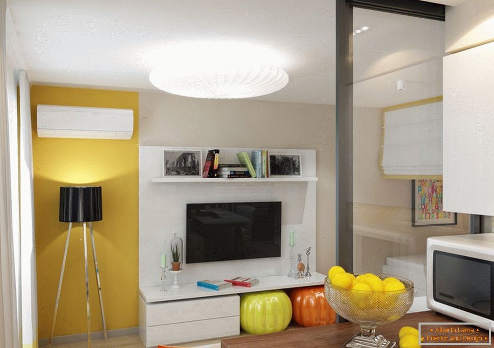 Светла додатна опрема в интерьере маленькой квартиры