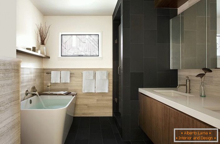 Стил Арт Ноувеау је инхерентан у коришћењу природних материјала за декорацију. Панели од лаке легуре чине атмосферу у купатилу племенита и рафинирана.