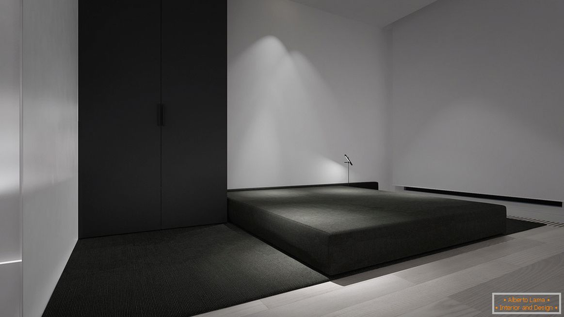 Спаваћа соба у стилу минимализма је најсјајнији пример дизајна. Главна карактеристика је минимум намештаја.