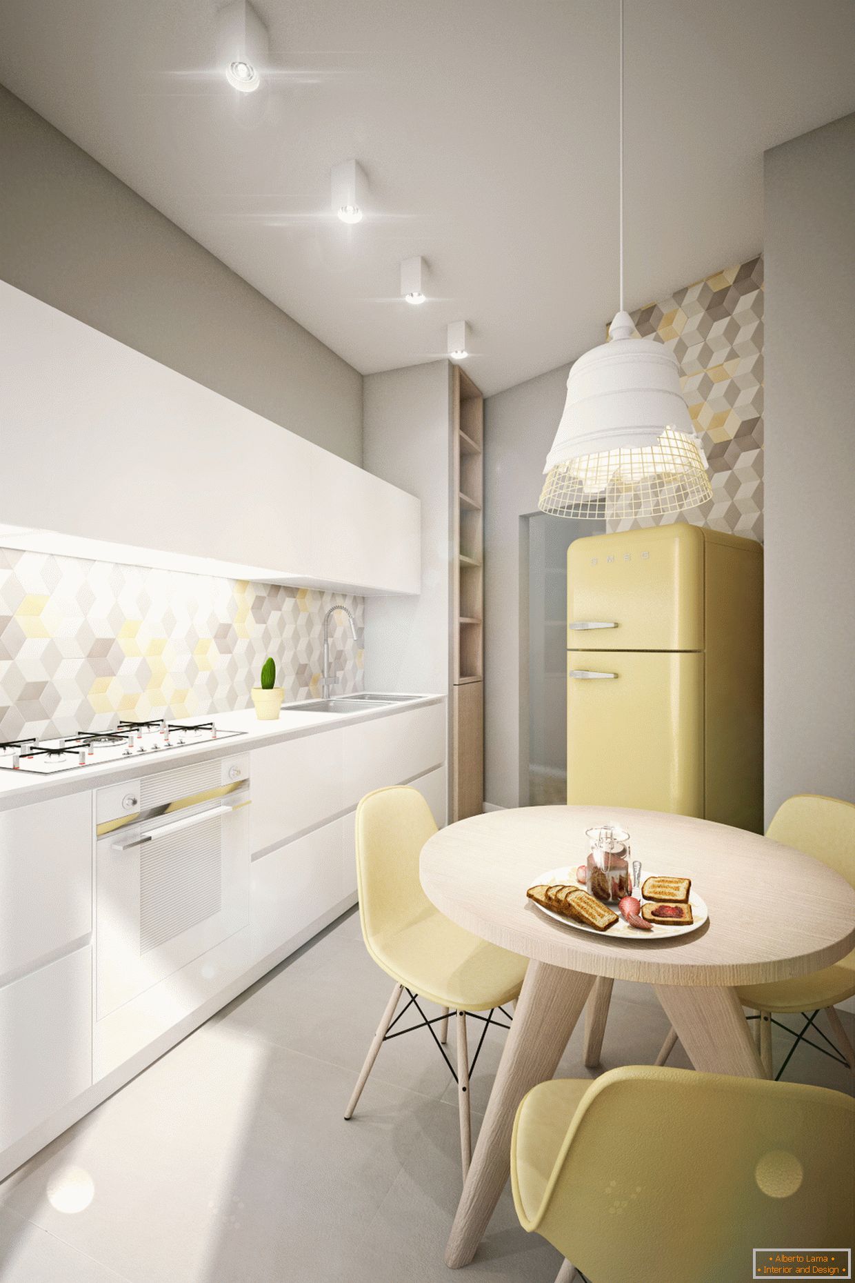 Дизајниран стан у пастелним бојама: кухиња