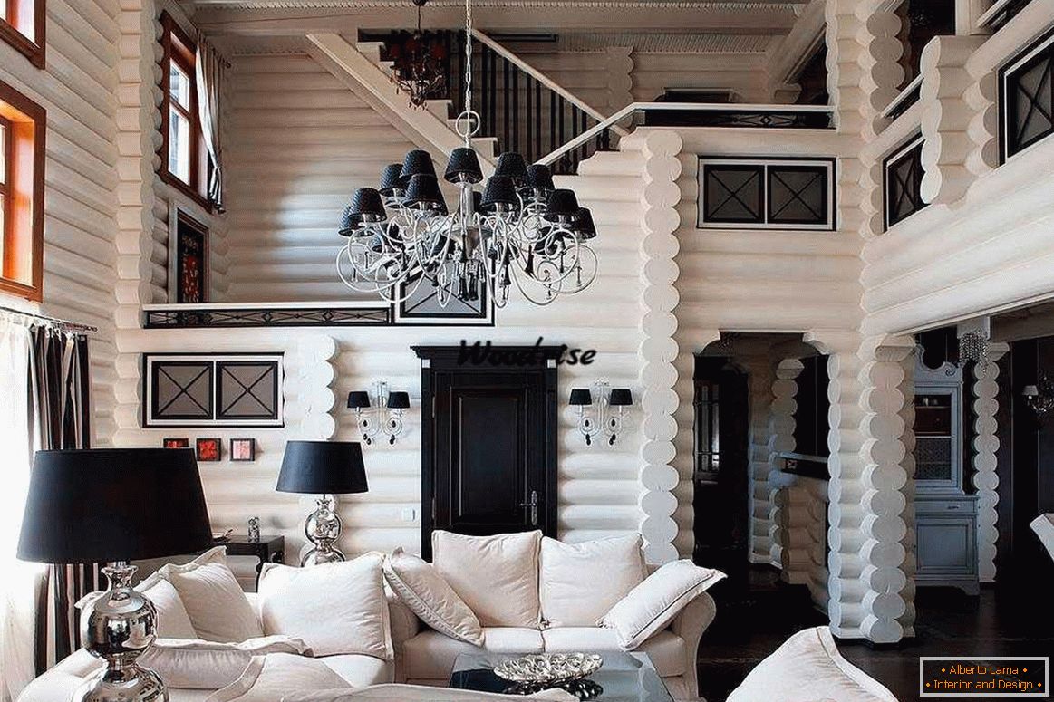 Црно-бели дизајн дневне собе
