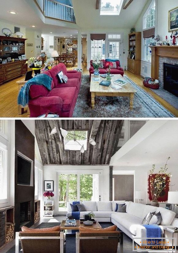 Унутрашња фотографија приватне куће пре и после