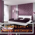 Љубичаста боја за дизајн спаваће собе