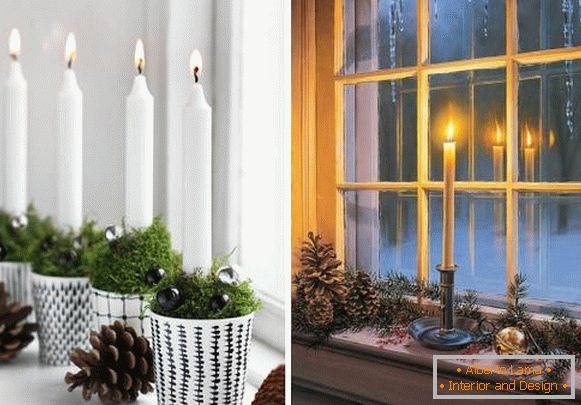 Израда прозорског прага за нову годину - свеће и удубљења