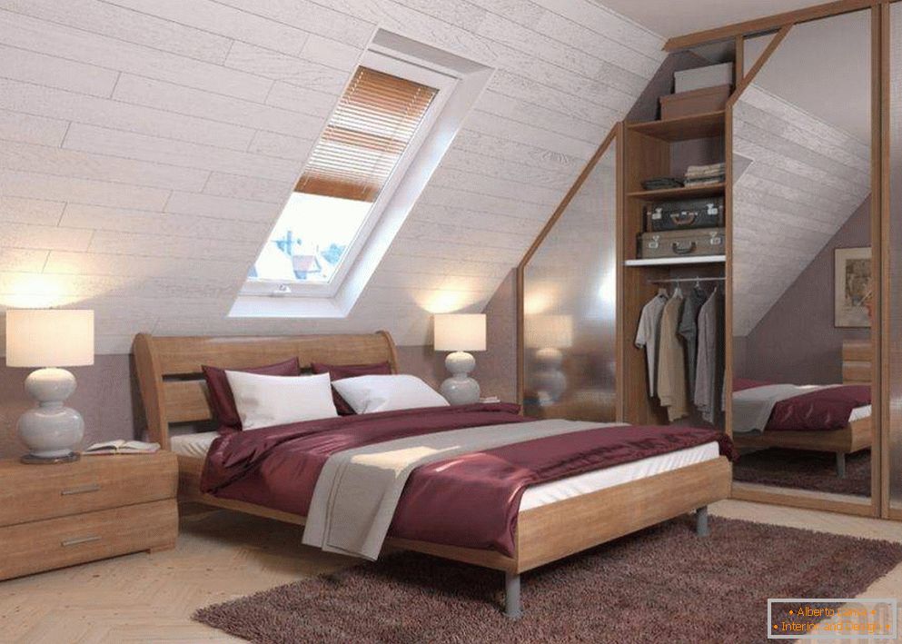 Уграђен гардеробер у спаваћој соби са таваницом мансарда