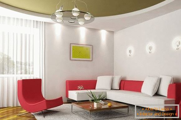 Зелени строп у дизајну дневне собе у модерном стилу