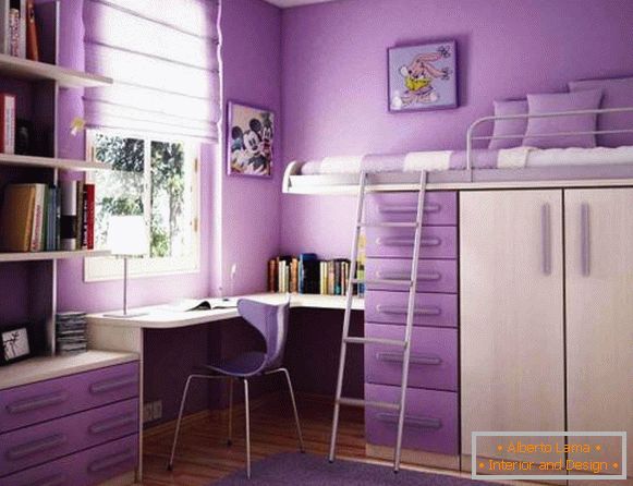 Дизајн дечије собе у љубичастој боји