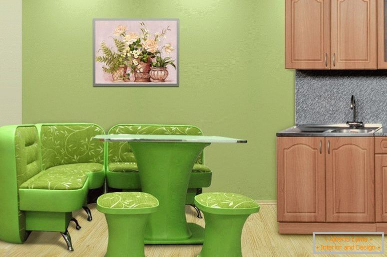 Светло зелени сто у кухињи