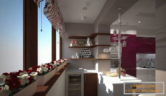 дизајн кухиње са балконом, слика 3