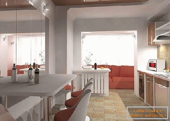 дизајн кухиње са балконом од 12 м2, фотографија 21