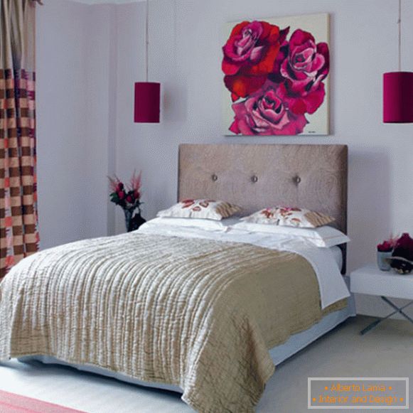 Беж и розе у дизајну спаваће собе
