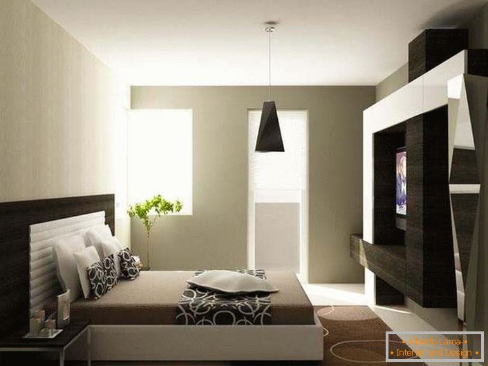 Спаваћа соба у високотехнолошком стилу такође може бити пријатна и топла у породици, главна ствар је одабрати праву боју.