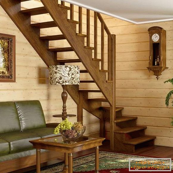 Средње дрвене степенице у приватној кући - дизајн фотографија у модерном стилу