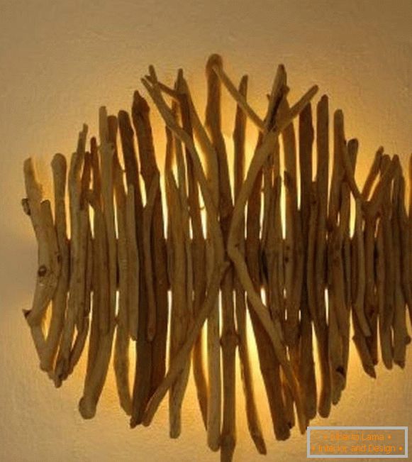 зидна лампа од дрвета са властитим рукама, фото 12