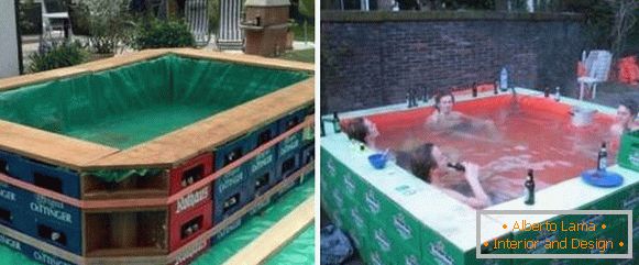 Како направити базен на дацха из кутија и дрвећа - фотографија