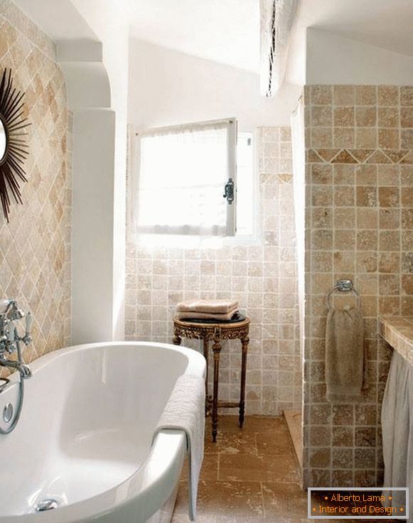Плочица за купатило испод камена у стилу Прованса