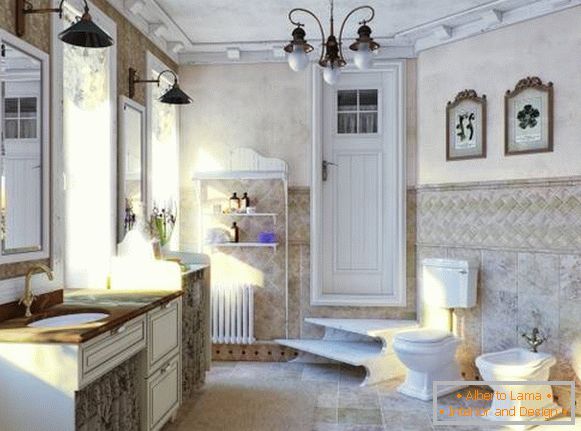 Традиционални Прованс стил у купаоници - фотографија купатила у приватној кући